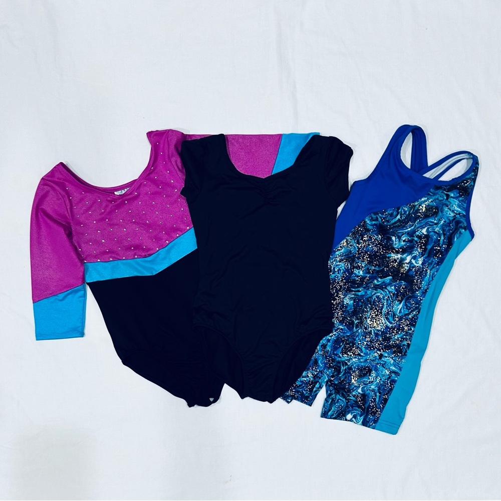Danskin Now Kids Bodysuit Set - Pink, Black, and Blue